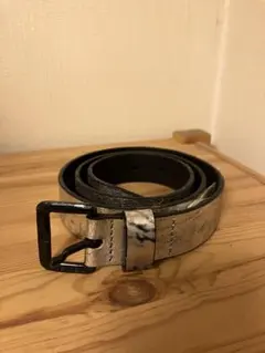 DIESEL シルバー レザー ベルト サイズ34インチ　85センチ