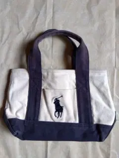 Ralph Lauren トートバッグ アイボリー/ネイビー