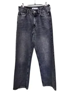 美品 ZARA ザラ ハイウエスト ストレートデニム ウォッシュ加工