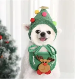 ペット用　クリスマスコスプレ　ワンちゃん、ネコちゃん　帽子、前掛け　可愛い