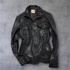 00s archive black leather jacket y2kのサムネイル