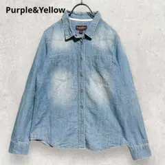 Purple&Yellow デニムシャツ M ライトブルー アメカジ 古着MIXのサムネイル