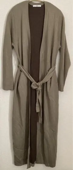 SLY ベージュ ロングカーディガン　ポケットあり　ウエストリボン付き