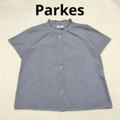 Parkes 日本製 綿100% フリル襟ブラウス M ゆったりのサムネイル