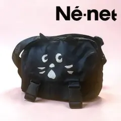 【美品】ネネット Ne-net にゃー ショルダーバッグ ブラック　刺繍のサムネイル