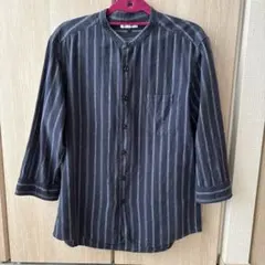 a.v.v HOMME ストライプ バンドカラー 七分袖シャツ Lのサムネイル