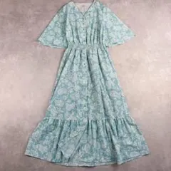 NANO universe ナノユニバース 総柄ベルスリーブマキシワンピース