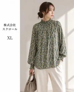 新品タグ付花柄シアーブラウス LL ハイネック 株式会社スクロールのサムネイル