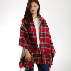 ★新品・送料無料★大判ストール　千鳥×レッドチェック