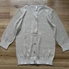 極美品✨PRISTINE　オーガニックコットンリネンカーディガン　七分袖　グレーのサムネイル