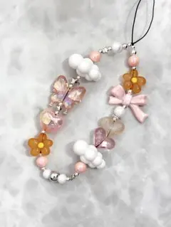 ビーズストラップ スマホストラップ 携帯ストラップ ⡔εïз♡