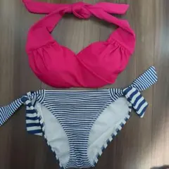 セパレート水着 ビキニ ピンク×ボーダーのサムネイル