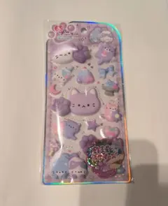 肉球シール　ねこ　紫