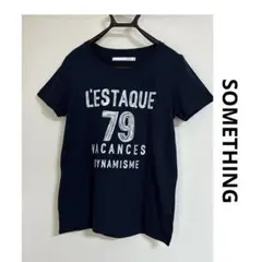 【SOMETHING 】半袖 Tシャツ ネイビー ロゴプリントのサムネイル