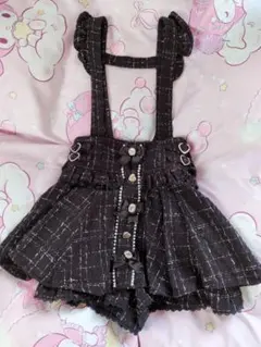 ♥ LIZLISA ツイードサスペンダー付スカパン ブラック♥