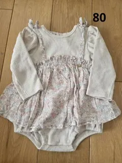 80 アプレレクール リブ花柄 ロンパース・カバーオール