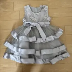 グレー 花柄刺繍 ティアードドレス 120cm