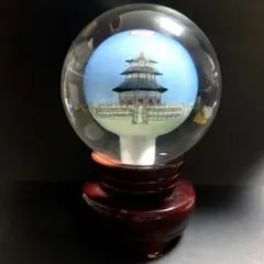 中国美術 内画球 内絵 「天坛」ガラスボール　インテリア オブジェ 置物