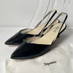【希少】repetto　ヒールパンプス　エナメル　バックストラップ 23.5㎝