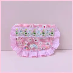 大きめサイズ　移動ポケット　シャカシャカ　りんごのレース　花柄　内布もかわいい