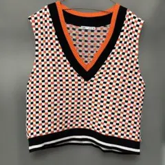 ZARA チェック柄 ニットベスト Lサイズ