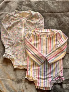 Gapベビー水着（花柄・ストライプ）2点セット