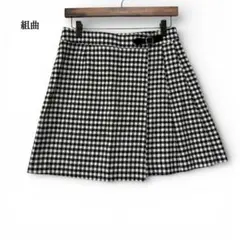 組曲 ラップスカート 【M】膝上丈 ギンガムチェック 羊毛 カシミヤ 日本製