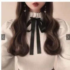 リボン付きフリル襟ニット　 mb1408