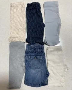 ベビー レギンス パンツ ボトムス 5分丈 7分丈 6枚セット 90㎝ 女の子