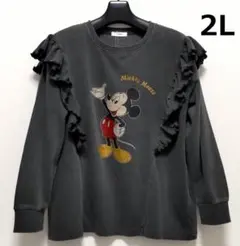 ミッキーマウス ラッフルトレーナー 2L フリル付きスウェット LL XL