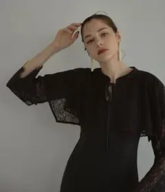 結婚式ドレスオケージョンパーティー お呼ばれレイヤードケープドレスワンピース