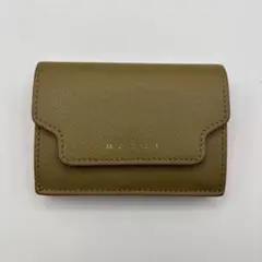 MARNI 三つ折り財布　カーキ　ベージュ　コンパクトウォレット　財布　レザー