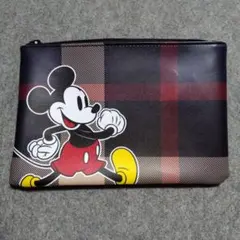 【ミッキーマウス】クレストブリッジ×ミッキーマウス レザー調ポーチ チェック