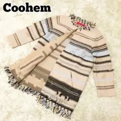 Coohem ツイードジャケット　ノーカラー　ボーダー柄　フリンジ　春夏　Mのサムネイル