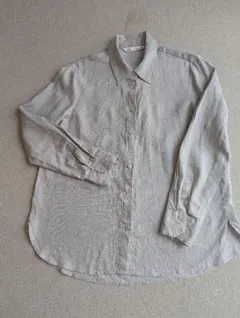 ZARA サンドベージュ 長袖シャツ、麻
