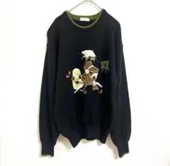 MIZUNO Axy　黒　ゴルフ　たぽ袖　ウール　デザインニット　L