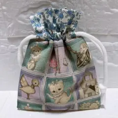 ミニミニ巾着袋　ハンドメイド　ユキエモン　TOYナイトボックス ラベンダー