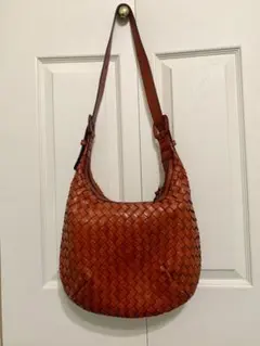 サザビー 本革 編み込みデザイン ショルダーバッグ 斜めがけ ブラウン