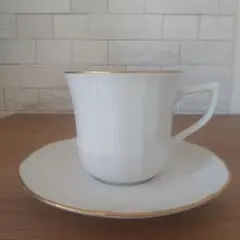 【ノリタケ】ホワイト 陶器 カップ・ソーサーセット 金縁