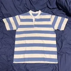 UNIQLO メンズ　青と白のボーダーTシャツ Lサイズ　綿100%