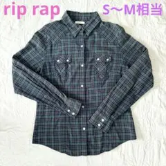 rip rap チェック柄長袖シャツ　ブラックウォッチ　ラメ　S〜M相当