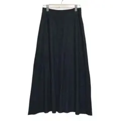 ロングリブニットロングフレアスカート　ブラック【S〜M】
