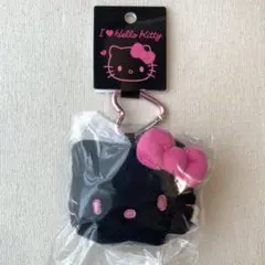 ハローキティ フェイス形マスコットホルダー ブラック