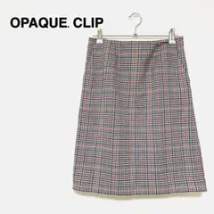 《美品》【オペークドットクリップ】チェック柄タイトスカート/ブラウン/ポケット