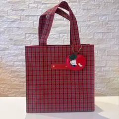 新品未開封)ファミリア トートバッグ 赤チェック 小 - メルカリ