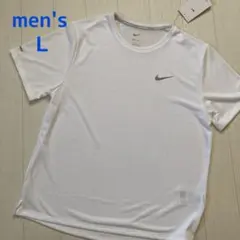 Ｌ　☆ メンズ　半袖　Tシャツ　新品　白　ホワイト　ドライフィット ナイキ