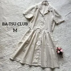 BA-TSU CLUB◇シャツワンピース　ストライプ　半袖　ベージュ　フレア　M