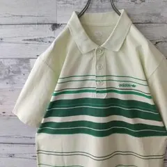 adidas Originals パイル地 ポロシャツ ホワイト グリーン - メルカリ