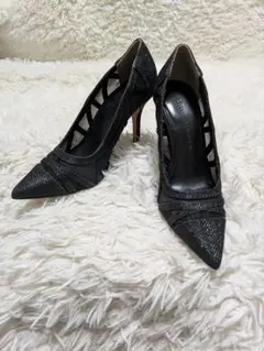 未使用級✨GRACE CONTINENTAL パンプス ブラック ラメ メッシュのサムネイル