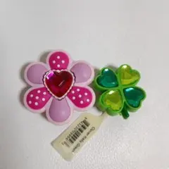 クロックス　ジビッツ　クローバー　ハート　ピンク